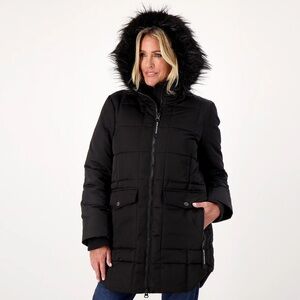 Quilted Arctic Expedition Curved Hem Down Parka w/ Square Small Black​​​​​